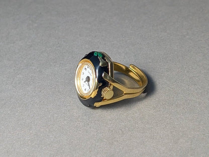 Lucerne Ring Watch Gold Plated Mechanical Movement 1970s Ring Watch
