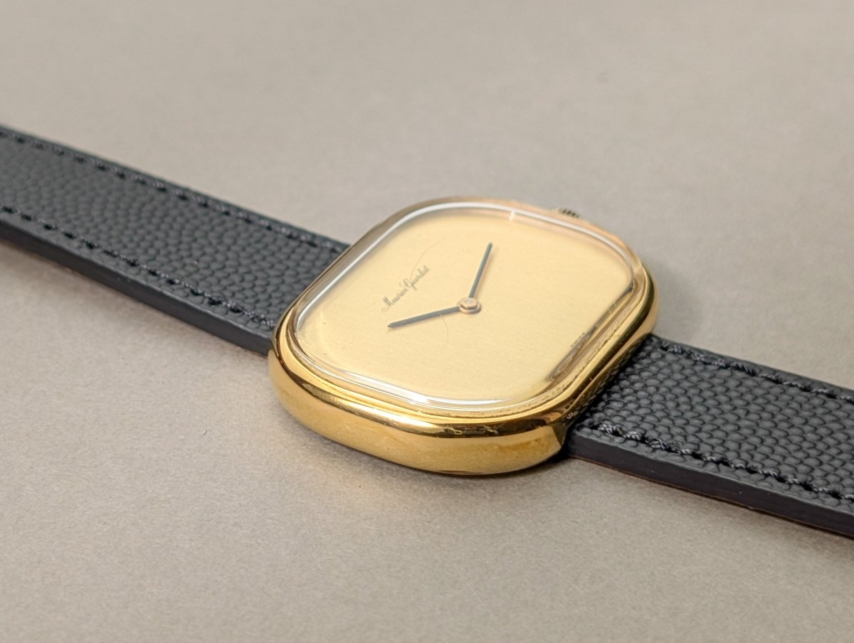 Maurice Guerdat TV - shaped Gold Plated Watch 70s Wristwatch