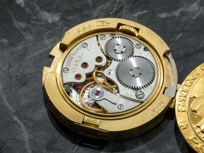 Movado Saint Christopher Coin Watch Yellow Gold Clock