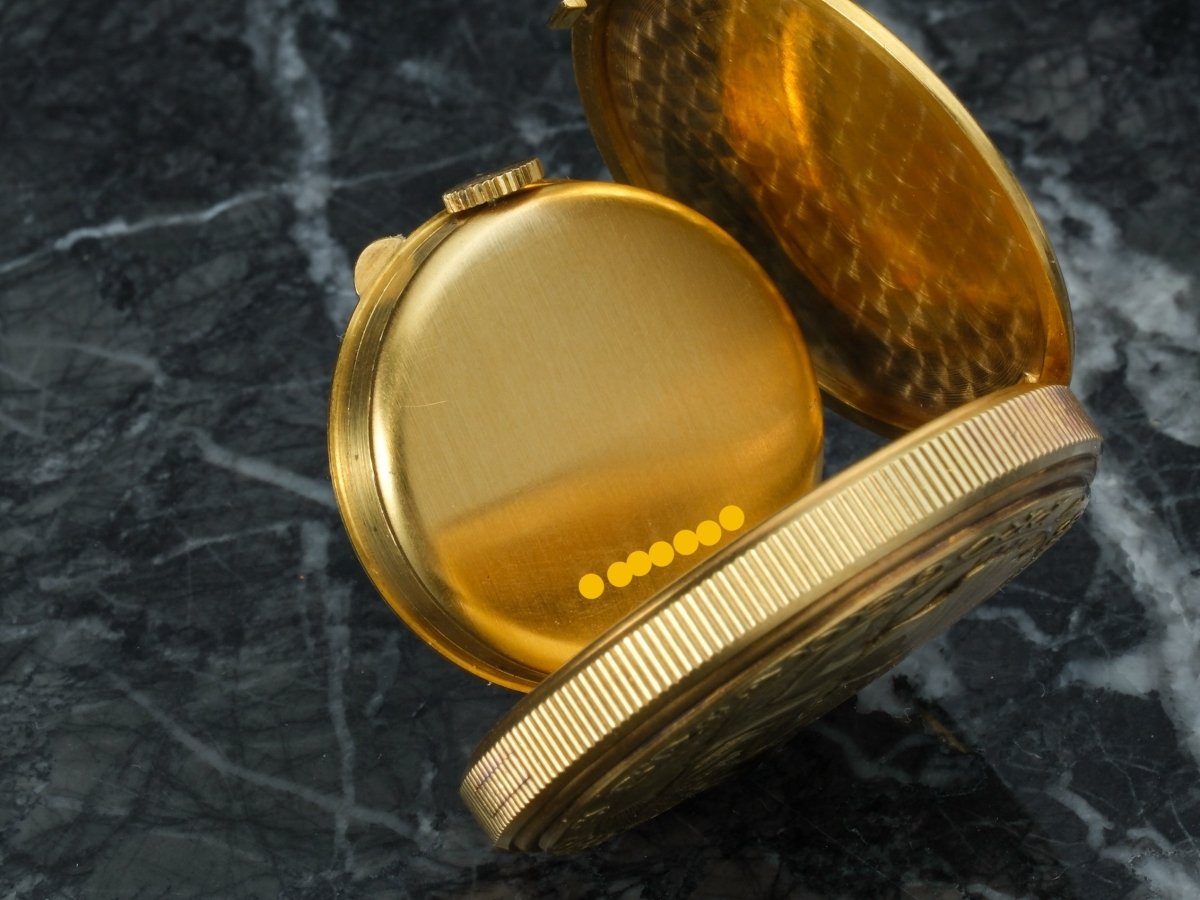 Movado Saint Christopher Coin Watch Yellow Gold Clock