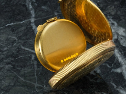 Movado Saint Christopher Coin Watch Yellow Gold Clock