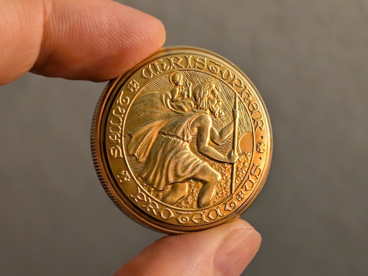 Movado Saint Christopher Coin Watch Yellow Gold Clock