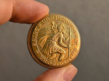 Movado Saint Christopher Coin Watch Yellow Gold Clock