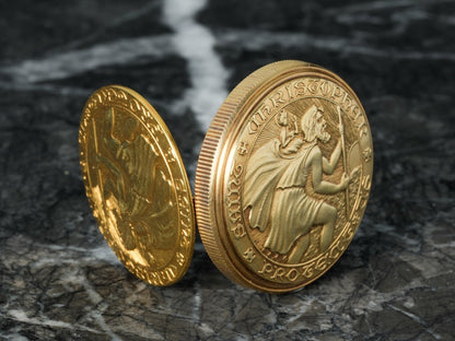 Movado Saint Christopher Coin Watch Yellow Gold Clock