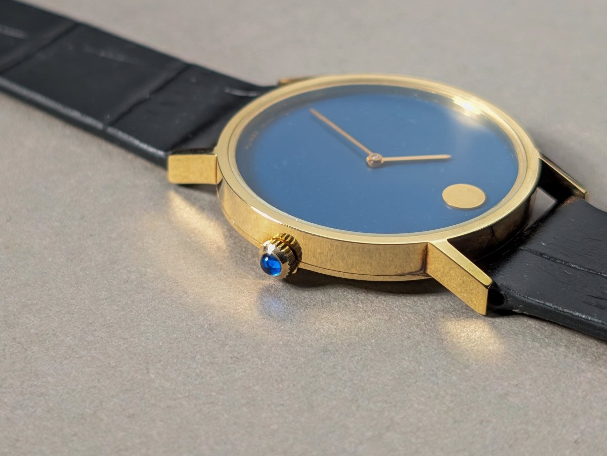 Movado Zenith Museum 14k Gold Blue Dial Manual Wristwatch