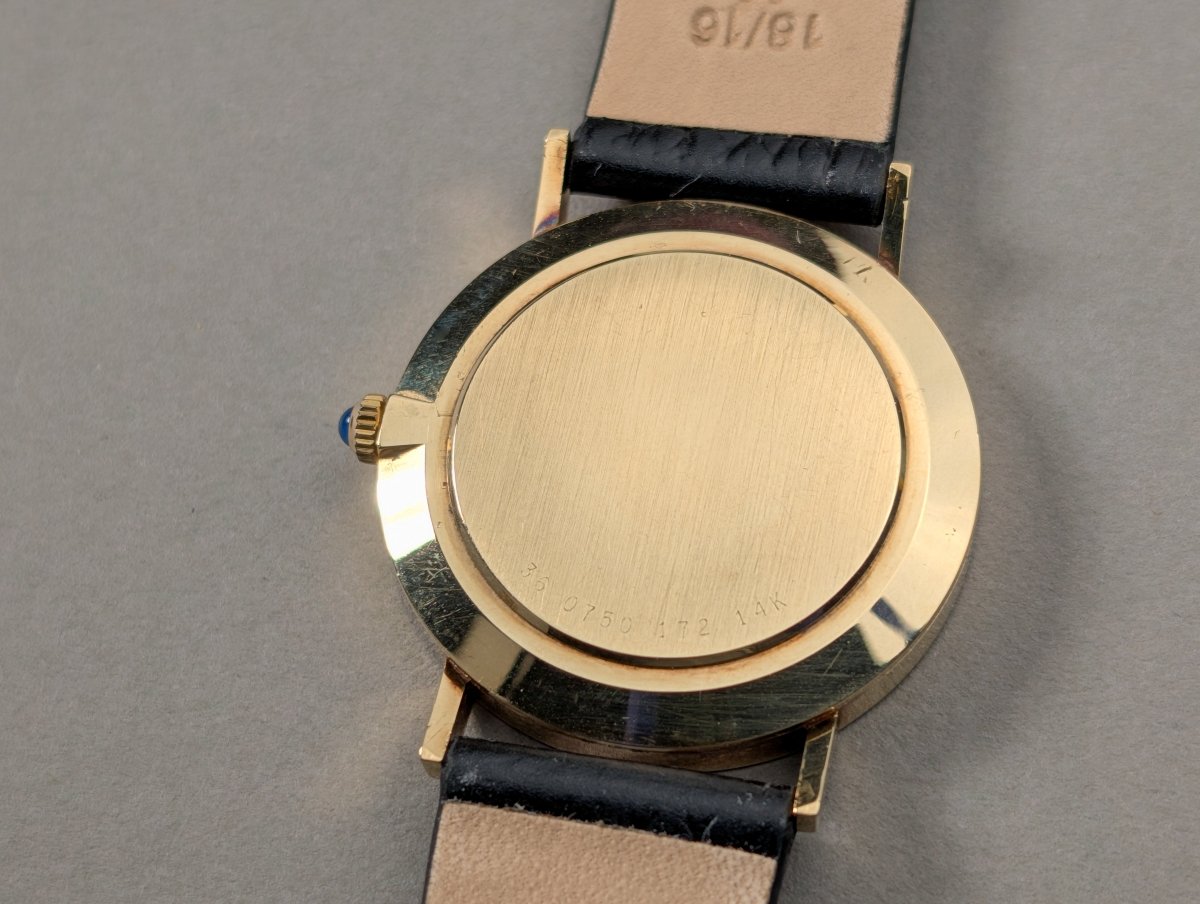 Movado Zenith Museum 14k Gold Blue Dial Manual Wristwatch