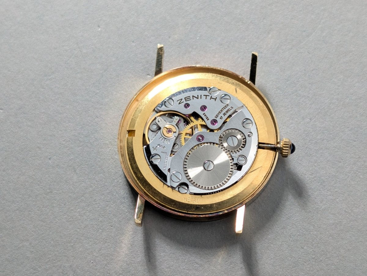 Movado Zenith Museum 14k Gold Blue Dial Manual Wristwatch