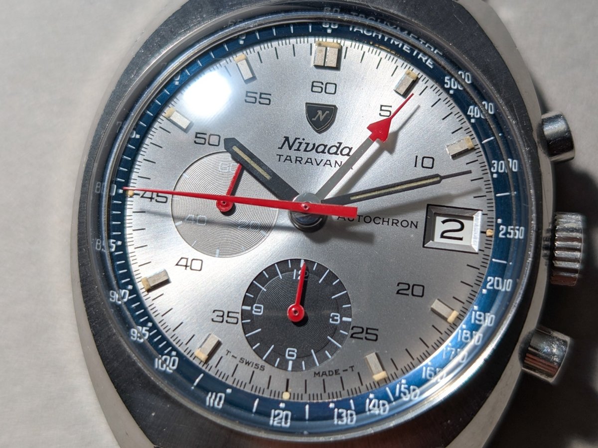Nivada Taravana Autochron Chronograph Lemania 1341 Wristwatch