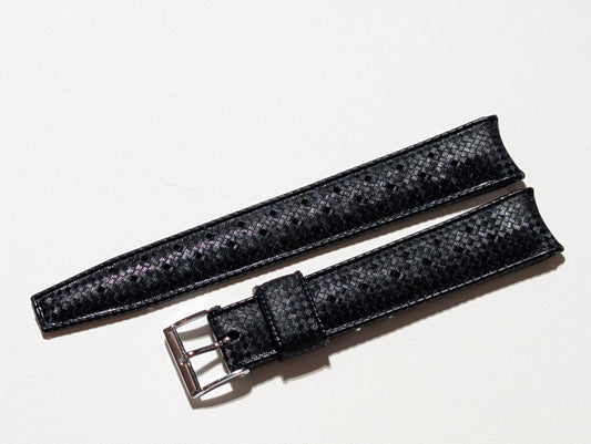 NOS Tropic Strap Black Rubber 18 mm Curved Ends 22506 Strap / Bracelet