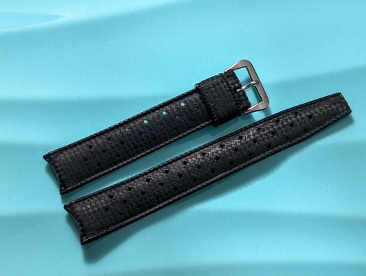 NOS Tropic Strap Black Rubber 18 mm Curved Ends 22506 Strap / Bracelet