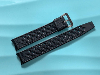 NOS Tropic Strap Black Rubber 18 mm Curved Ends 22506 Strap / Bracelet