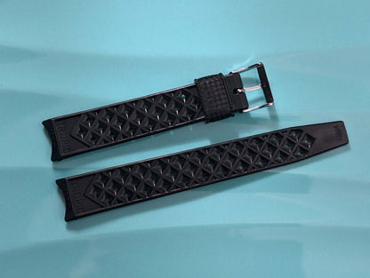 NOS Tropic Strap Black Rubber 18 mm Curved Ends 22506 Strap / Bracelet