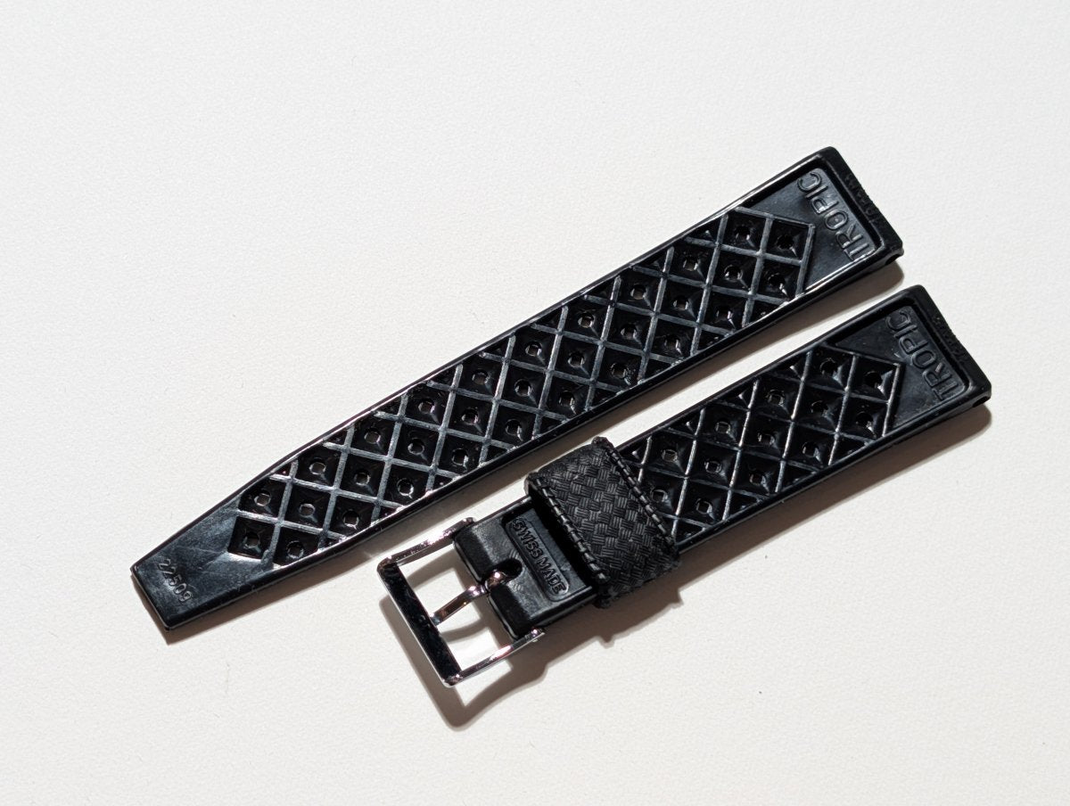 NOS Tropic Strap Black Rubber 18 mm Straight Ends 22509 Strap / Bracelet