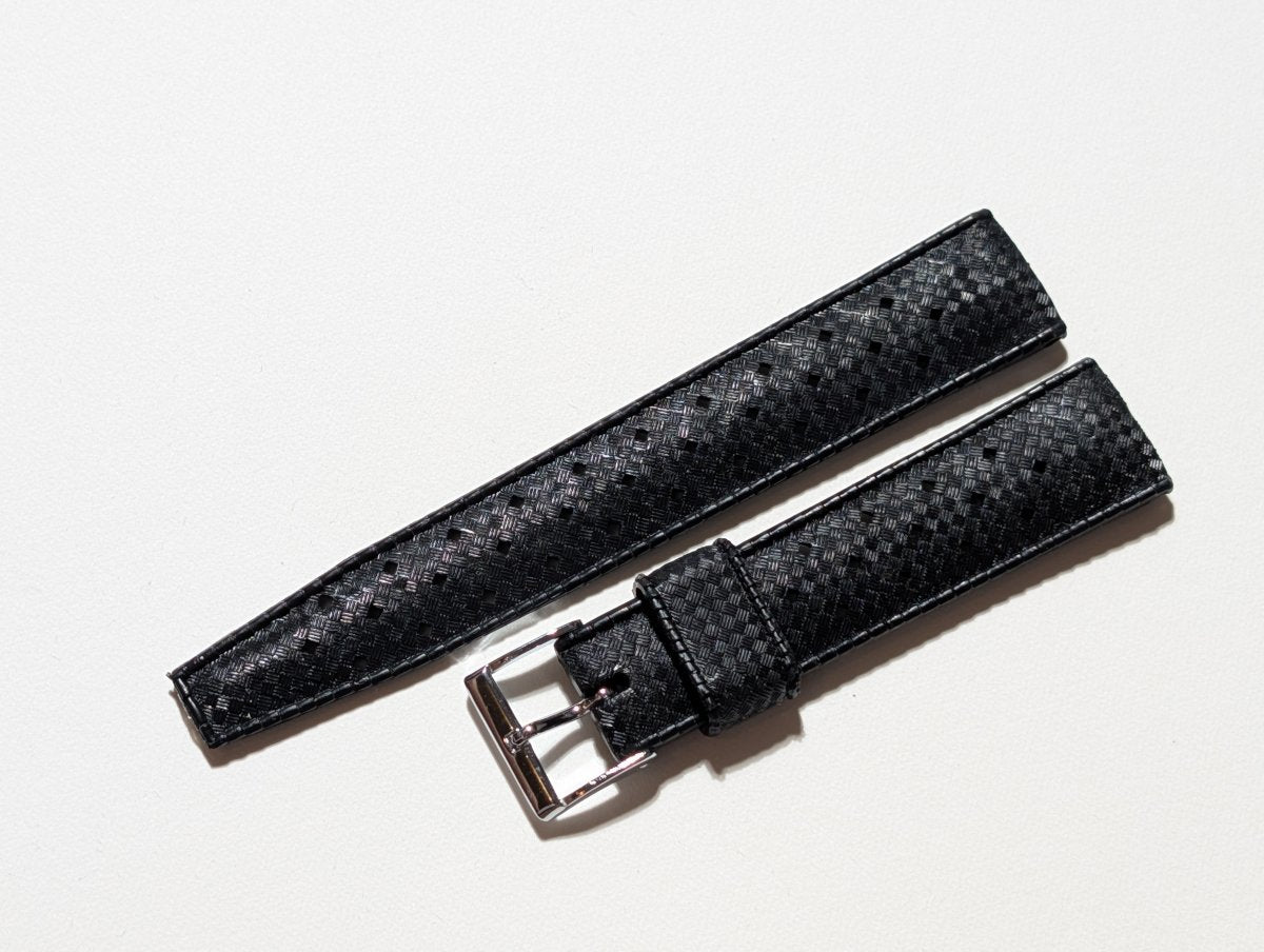 NOS Tropic Strap Black Rubber 18 mm Straight Ends 22509 Strap / Bracelet