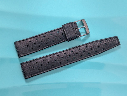 NOS Tropic Strap Black Rubber 18 mm Straight Ends 22509 INOX Buckle Strap / Bracelet