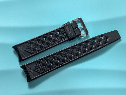 NOS Tropic Strap Black Rubber 19 mm Curved Ends 22504 Strap / Bracelet