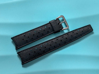 NOS Tropic Strap Black Rubber 19 mm Curved Ends 22504 Strap / Bracelet