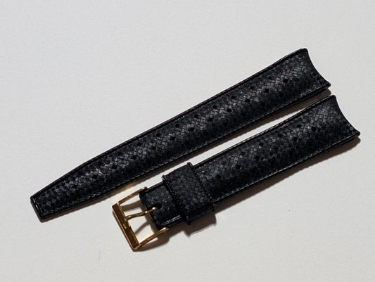 NOS Tropic Strap Black Rubber 19 mm Curved Ends 22507 Strap / Bracelet