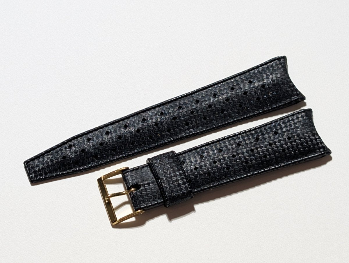 NOS Tropic Strap Black Rubber 20 mm Curved Ends 22508 Strap / Bracelet