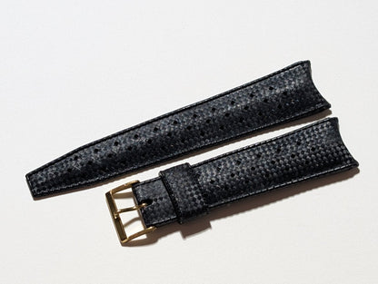 NOS Tropic Strap Black Rubber 20 mm Curved Ends 22508 Strap / Bracelet