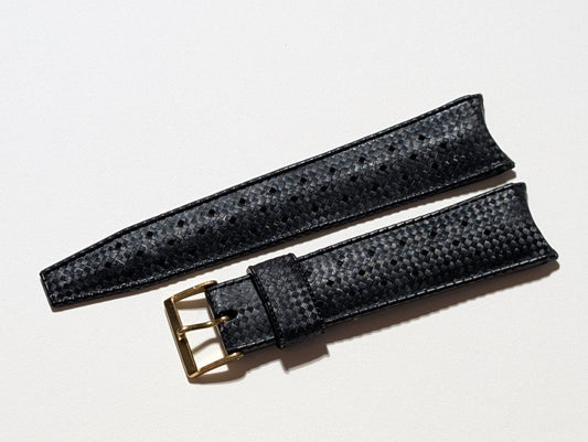 NOS Tropic Strap Black Rubber 20 mm Curved Ends 22508 Strap / Bracelet