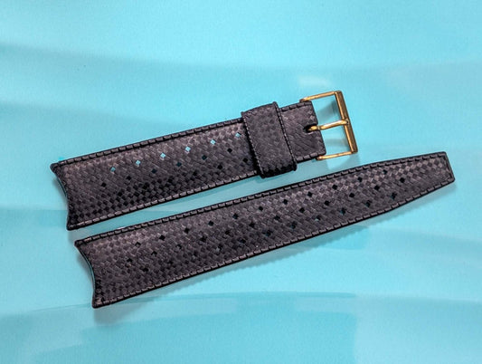 NOS Tropic Strap Black Rubber 20 mm Curved Ends 22508 Strap / Bracelet