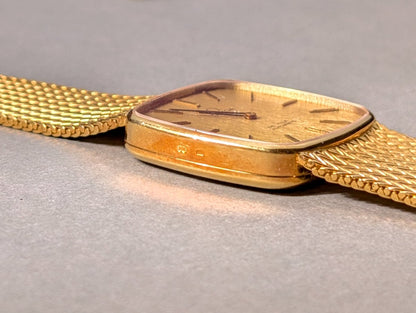 Omega De Ville Automatic 18k Yellow Gold Watch Milanaise Bracelet Wristwatch