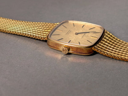 Omega De Ville Automatic 18k Yellow Gold Watch Milanaise Bracelet Wristwatch