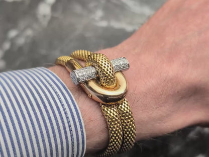 Armband mit versteckter Uhr Gold Platin Diamanten Mid Century