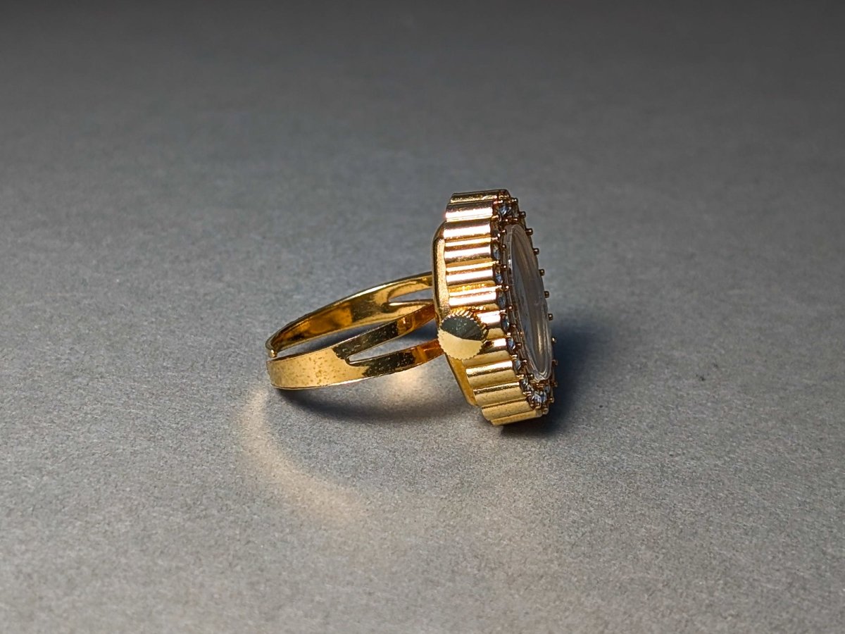 Ravisa Ring Watch Gold Plated Mechanical Movement 1970s Ring Watch