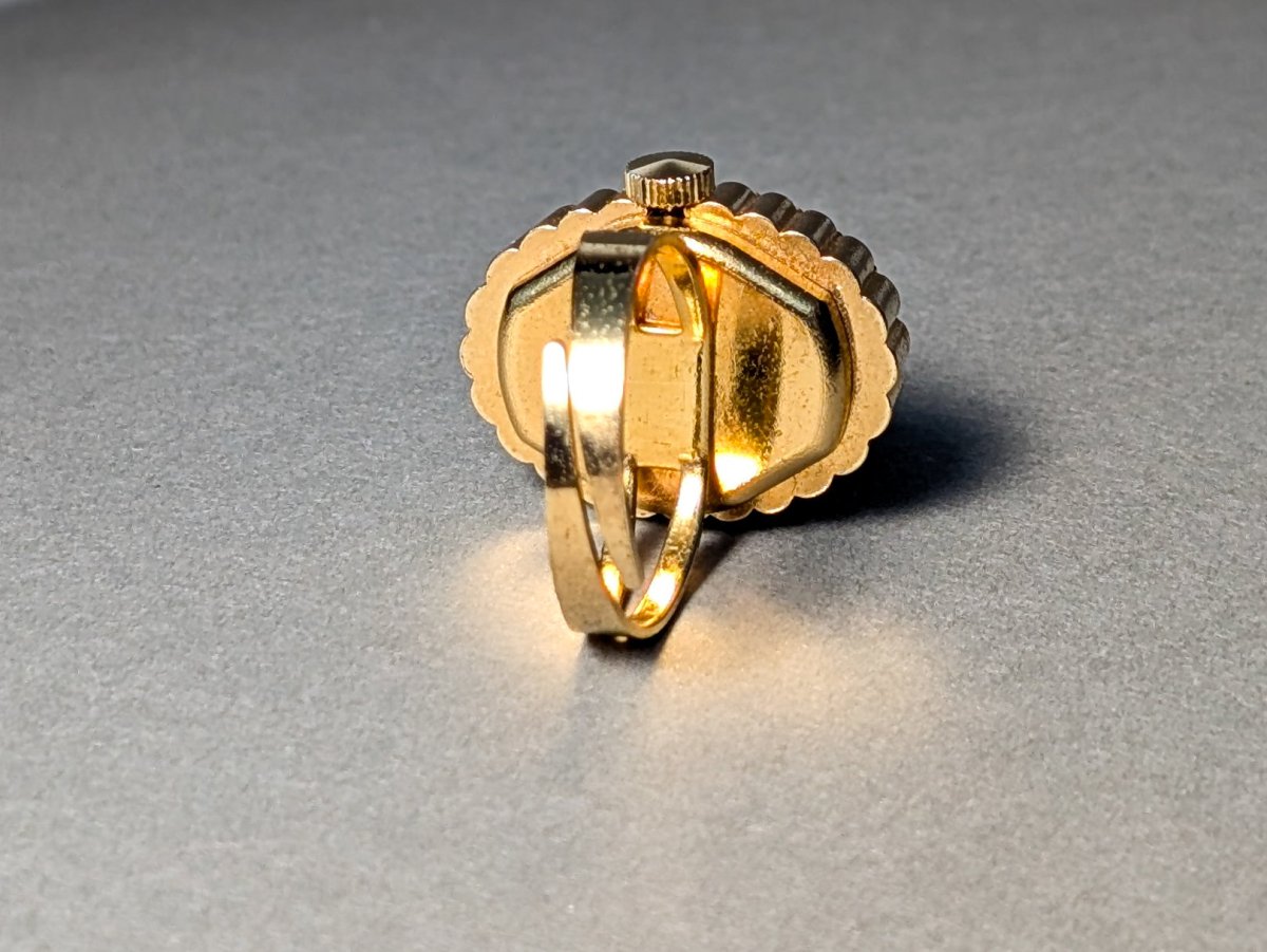 Ravisa Ring Watch Gold Plated Mechanical Movement 1970s Ring Watch