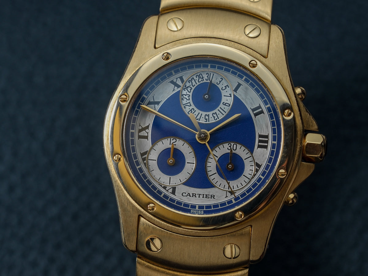 Cartier Santos Ronde Chronograph 18k Yellow Gold W15078G1 1500 0