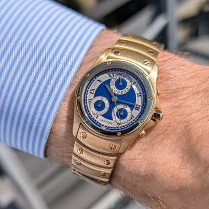 Cartier Santos Ronde Chronograph 18k Yellow Gold W15078G1 1500 0