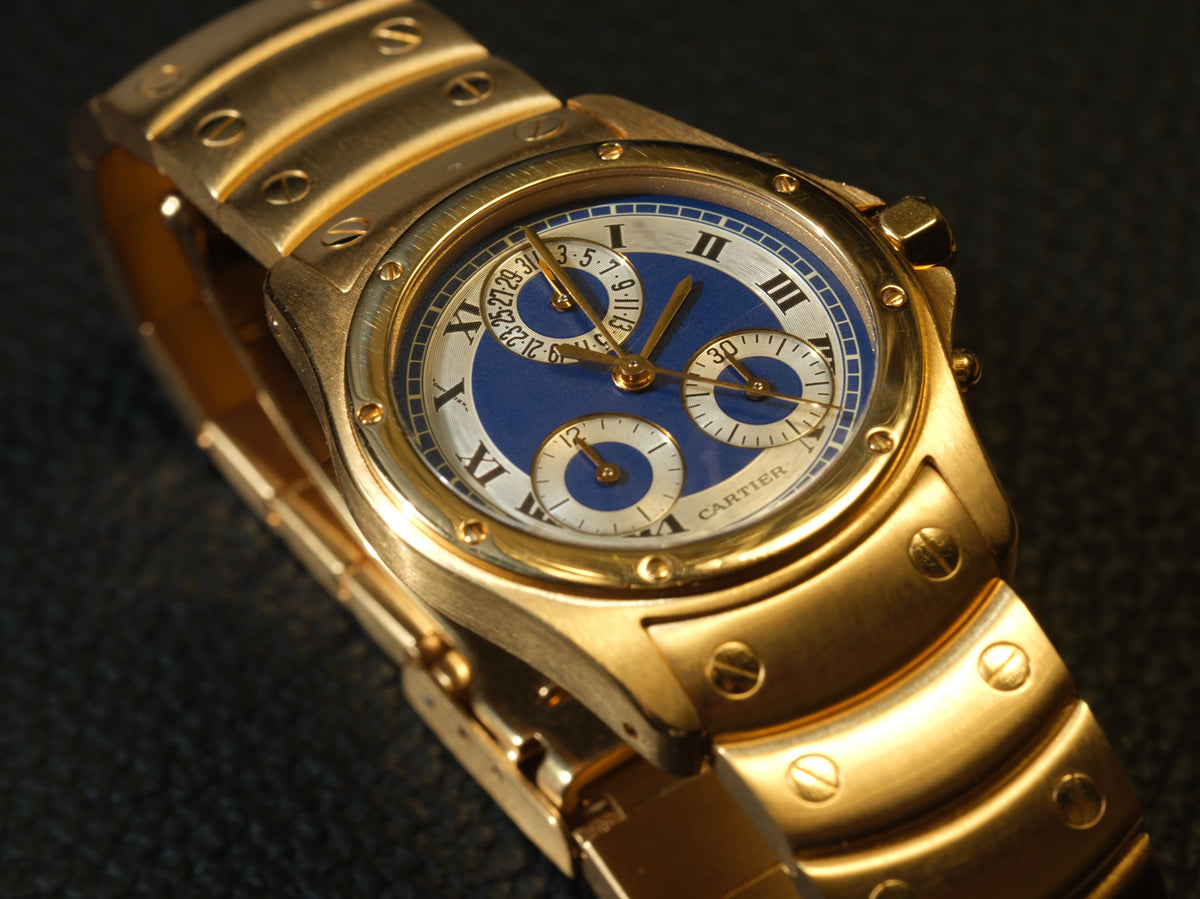 Cartier Santos Ronde Chronograph 18k Yellow Gold W15078G1 1500 0