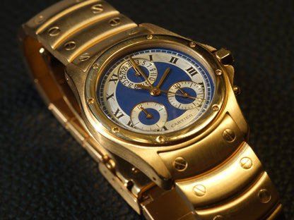 Cartier Santos Ronde Chronograph 18k Yellow Gold W15078G1 1500 0