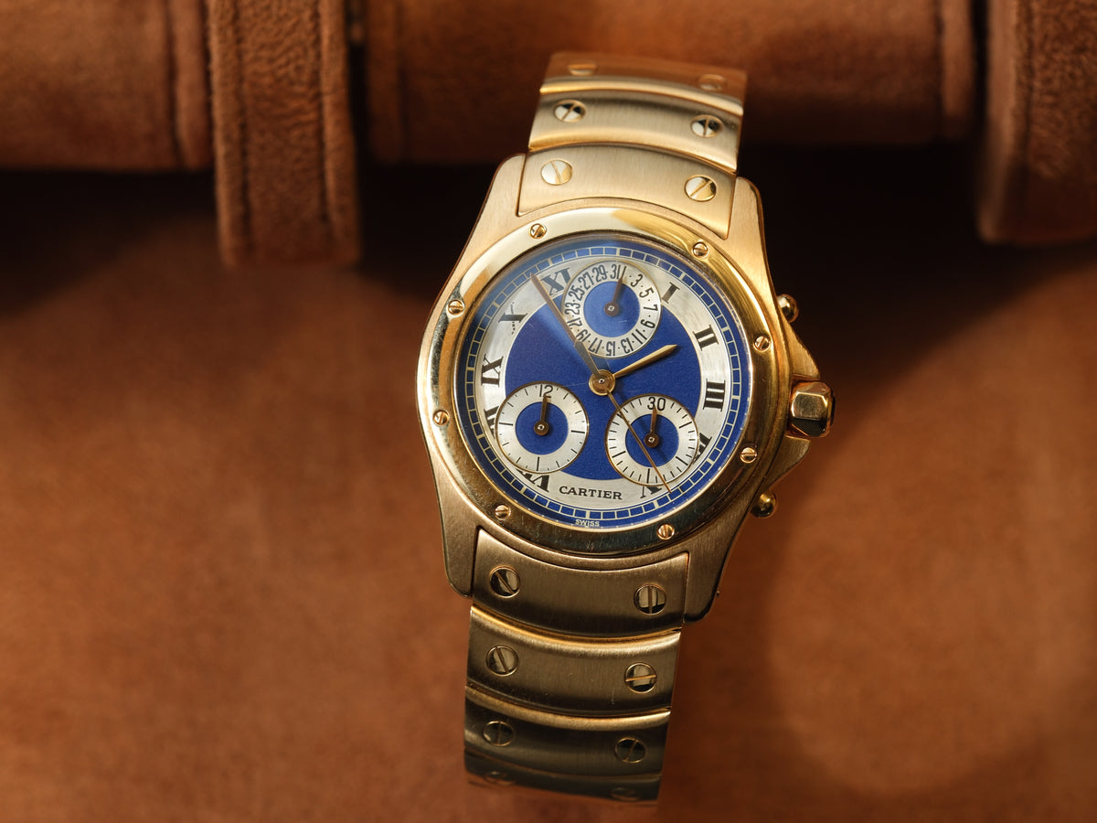 Cartier Santos Ronde Chronograph 18k Yellow Gold W15078G1 1500 0