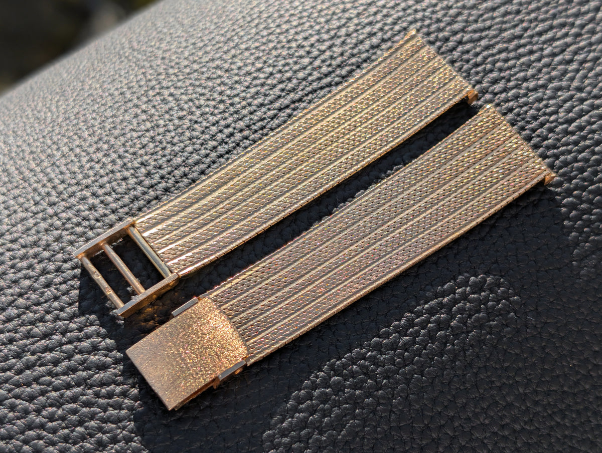 Uhrenarmband Milanaise 18K Gold 18 mm Streifenmuster