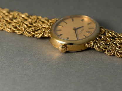 Rolex Ladies Watch 18k Yellow Gold Vintage Cord Bracelet Wristwatch