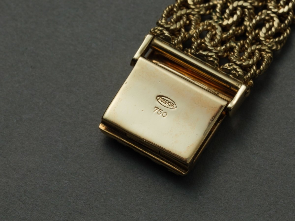 Rolex Ladies Watch 18k Yellow Gold Vintage Cord Bracelet Wristwatch