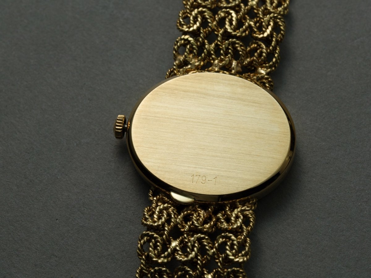 Rolex Ladies Watch 18k Yellow Gold Vintage Cord Bracelet Wristwatch