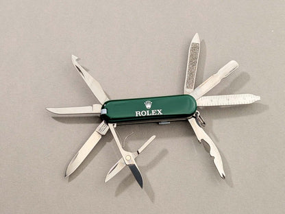Rolex Victorinox MiniChamp 0.6385 Pocket Knife Green Collectible