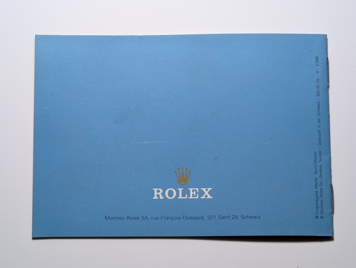 Rolex Yacht Master Booklet 600.33 1996 German Papers