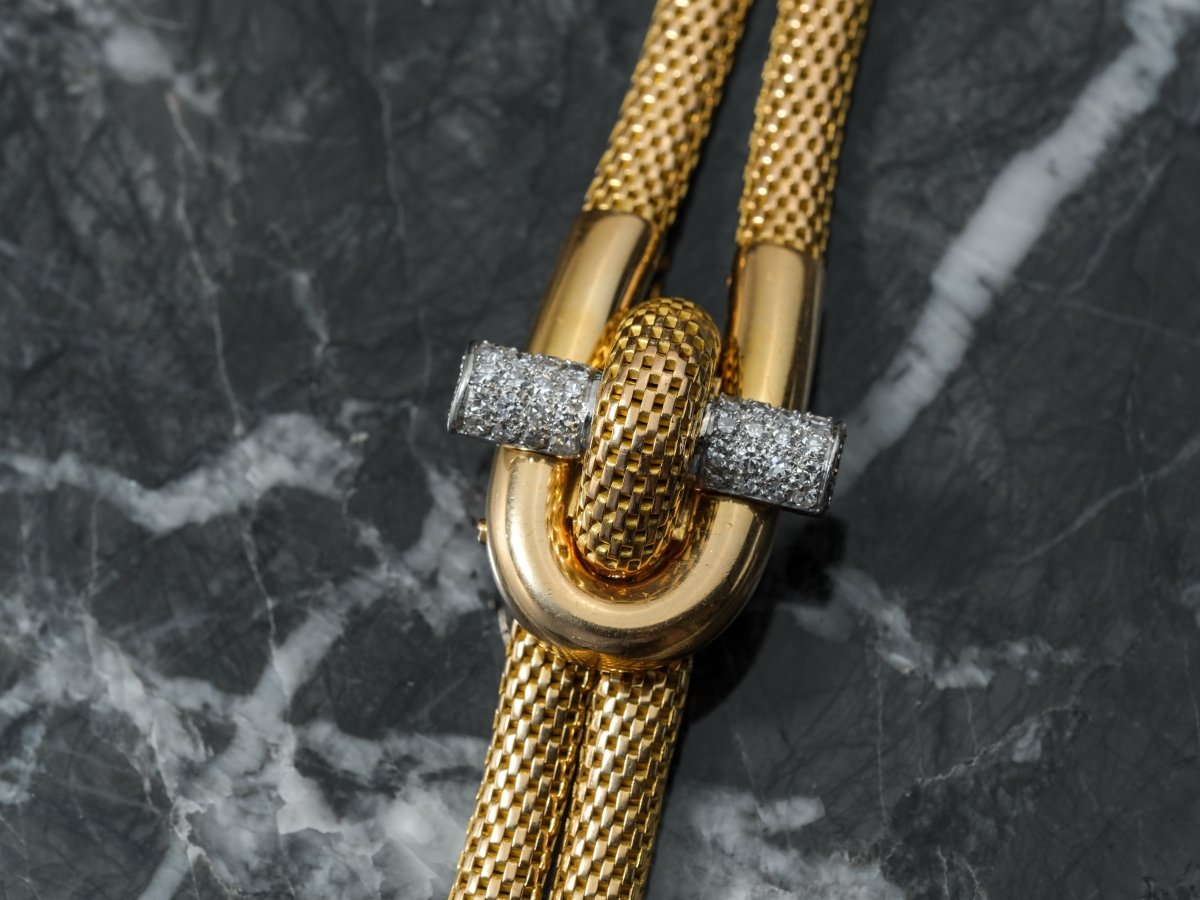 Secret Jewelery Watch Mid Century Gold Platinum and Diamonds Wristwatch