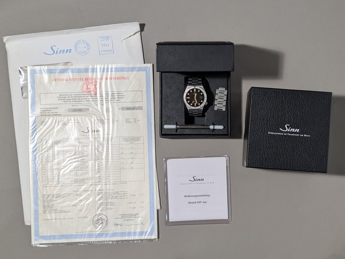 Sinn 809 AUT Automatic Chronometer Certified Box & Papers Wristwatch