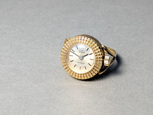 Stowa Ring Watch Gold Plated Mechanical Movement 1970s Ring Watch
