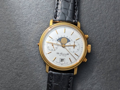 Tissot 18k Gold Moon Phase Chronograph Valjoux 7734 Ref. 41006