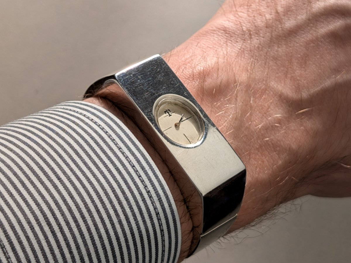 Tissot Sterling Silver Cuff Watch Vintage Wristwatch