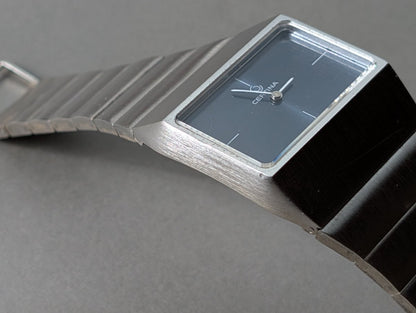TV - shaped Certina Blue Dial Sterling Silver Wristwatch