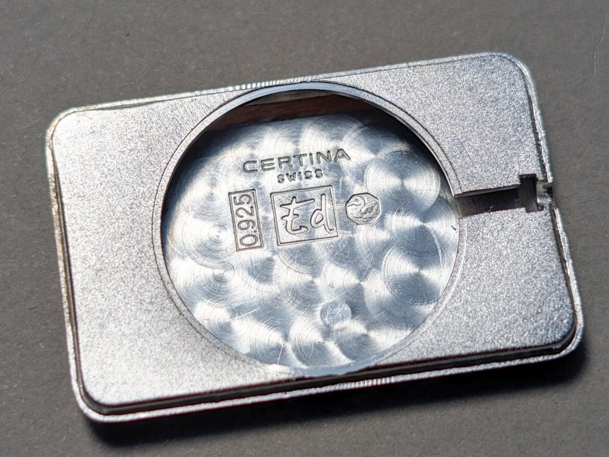 TV - shaped Certina Blue Dial Sterling Silver Wristwatch