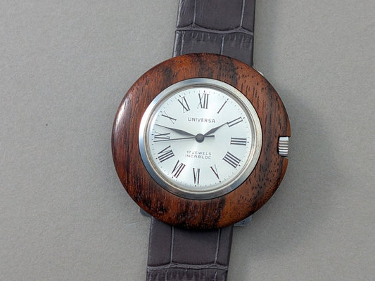 Universa Disco Volante Wood and Sterling Silver Wristwatch